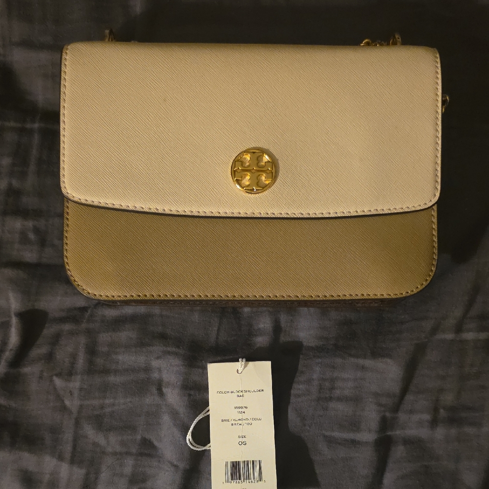 Tory Burch Cream and Tan Crossbody Bag